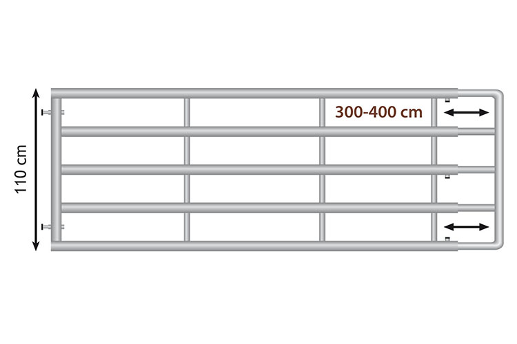 HAAS Weidetor ausziehbar 300-400 cm, Höhe 110 cm